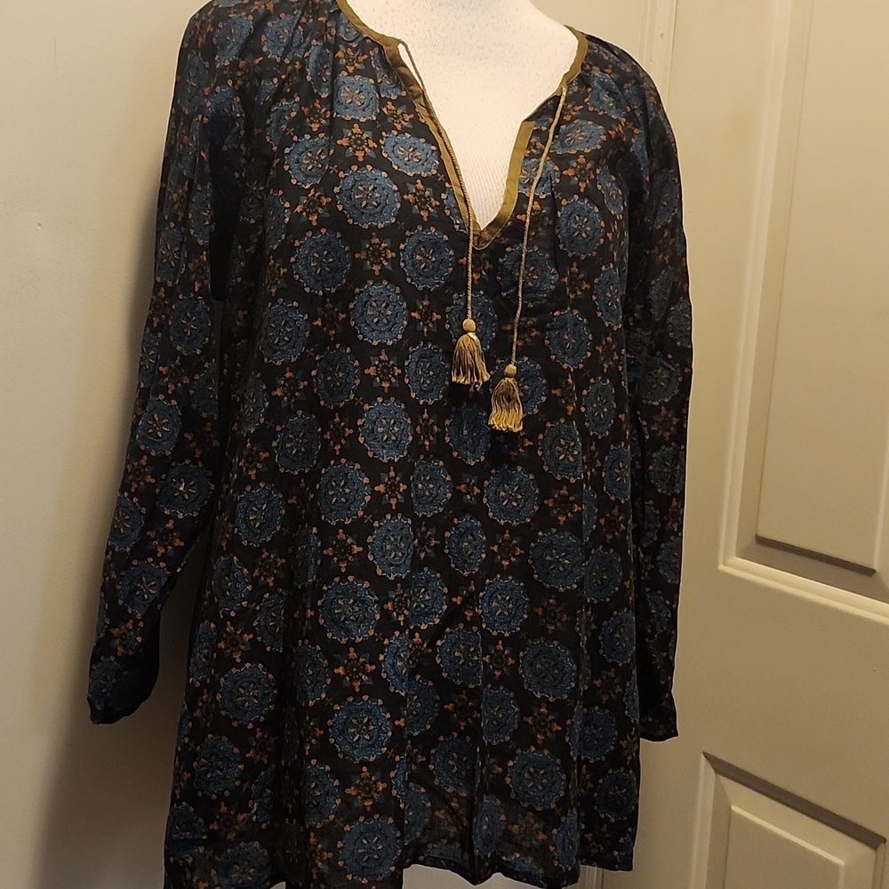 Natural Life Medallion Cotton Tunic Top Size L